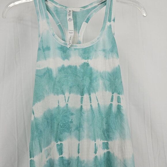 Lululemon Heathered Tranquil Blue Teal Tie Dye Swiftly Tech Racerback Tank Top 4 - Picture 5 of 8
